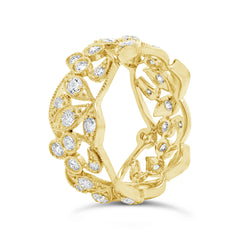 1.26ct 14k Yellow Gold Diamond Lady's Leaf Ring
