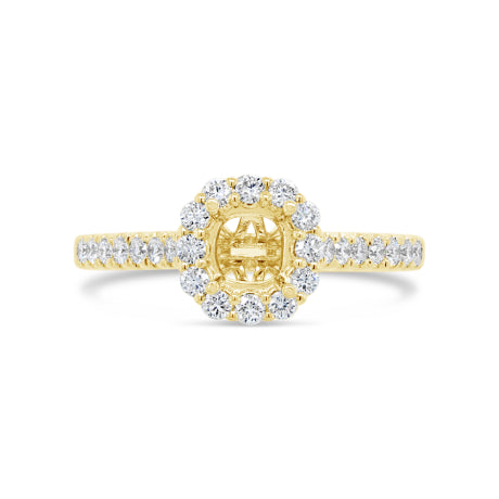0.48ct 18k Yellow Gold Diamond Semi-mount Ring for 0.75ct Center