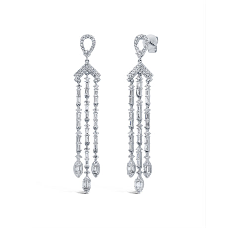 1.67ct 14k White Gold Diamond Baguette Earring