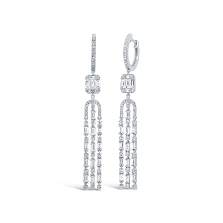 1.86ct 14k White Gold Diamond Baguette Earring