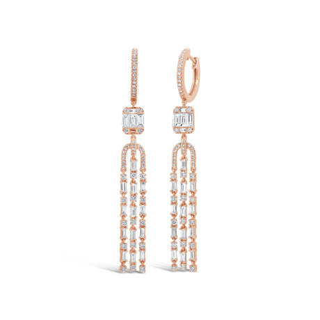 1.86ct 14k Rose Gold Diamond Baguette Earring