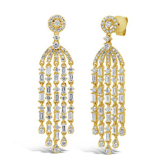 1.83ct 14k Yellow Gold Diamond Baguette Earring