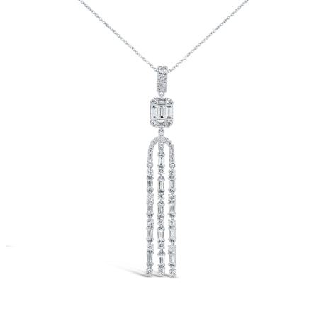 0.90ct 14k White Gold Diamond Baguette Necklace