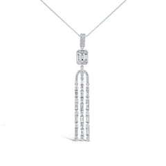0.90ct 14k White Gold Diamond Baguette Necklace