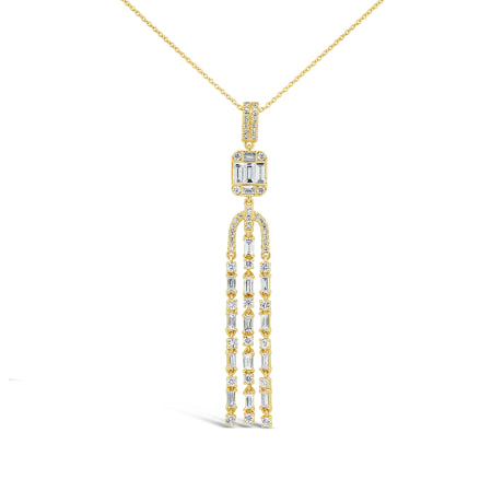 0.90ct 14k Yellow Gold Diamond Baguette Necklace