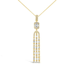0.90ct 14k Yellow Gold Diamond Baguette Necklace