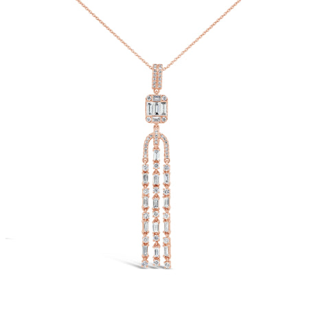 0.90ct 14k Rose Gold Diamond Baguette Necklace