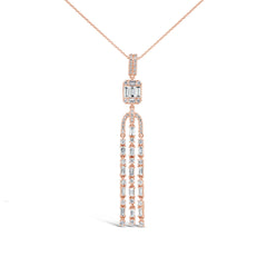 0.90ct 14k Rose Gold Diamond Baguette Necklace
