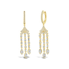 1.74ct 14k Yellow Gold Diamond Baguette Earring