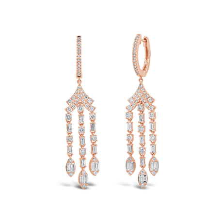 1.74ct 14k Rose Gold Diamond Baguette Earring