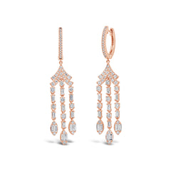 1.74ct 14k Rose Gold Diamond Baguette Earring
