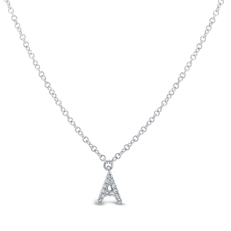 0.04ct 14k White Gold Diamond Necklace - Initial A