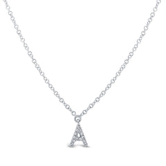 0.04ct 14k White Gold Diamond Necklace - Initial A