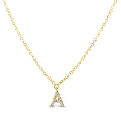 0.04ct 14k Yellow Gold Diamond Necklace - Initial A