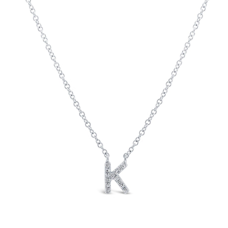 0.05ct 14k White Gold Diamond Necklace - Initial K