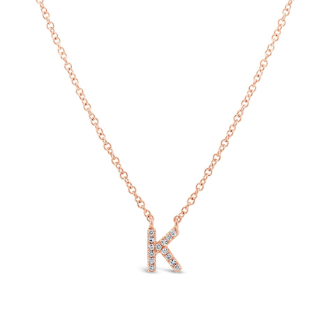 0.05ct 14k Rose Gold Diamond Necklace - Initial K
