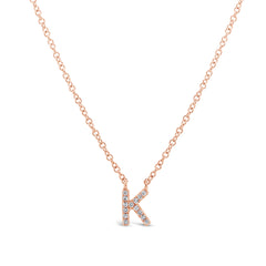 0.05ct 14k Rose Gold Diamond Necklace - Initial K