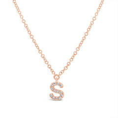 0.05ct 14k Rose Gold Diamond Necklace - Initial S
