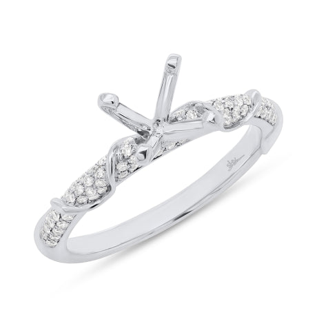 0.34ct 14k White Gold Diamond Semi-mount Ring for 1.00ct Center Size 5