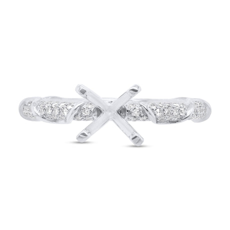 0.34ct 14k White Gold Diamond Semi-mount Ring for 1.00ct Center Size 5