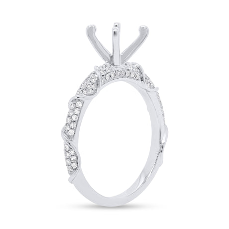 0.34ct 14k White Gold Diamond Semi-mount Ring for 1.00ct Center Size 5