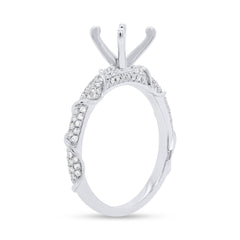 0.34ct 14k White Gold Diamond Semi-mount Ring for 1.00ct Center Size 5