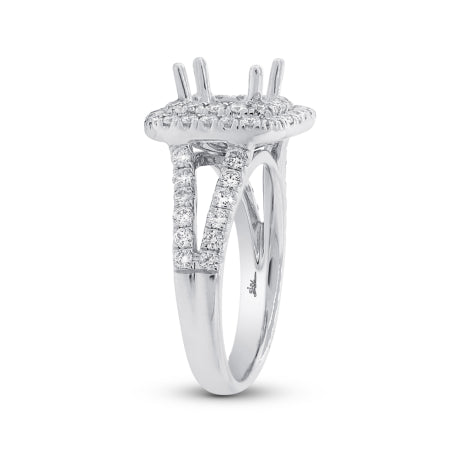 0.93ct 14k White Gold Diamond Semi-mount Ring for 6.5x6.5mm Center Size 8.75
