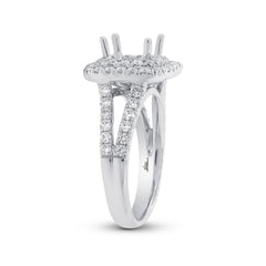 0.93ct 14k White Gold Diamond Semi-mount Ring for 6.5x6.5mm Center Size 8.75