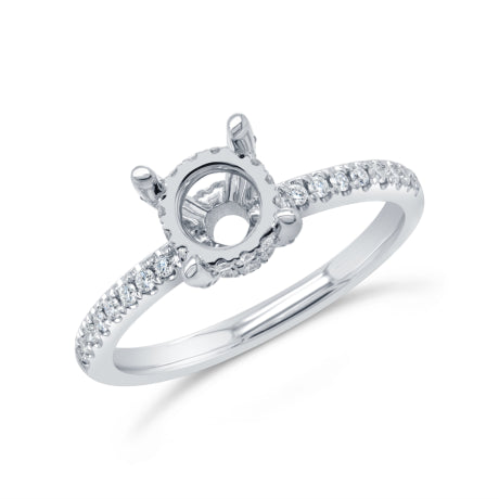 0.36ct 14k White Gold Diamond Semi-mount Ring for 1.25ct Center