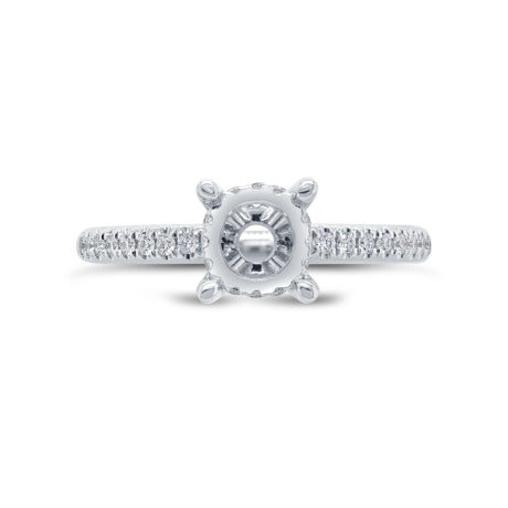 0.36ct 14k White Gold Diamond Semi-mount Ring for 1.25ct Center