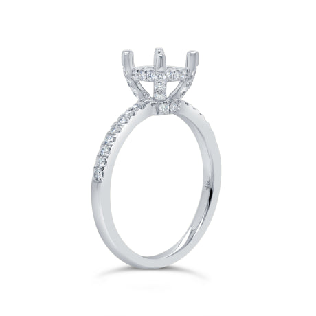 0.36ct 14k White Gold Diamond Semi-mount Ring for 1.25ct Center