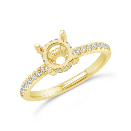 0.36ct 14k Yellow Gold Diamond Semi-mount Ring for 1.25ct Center