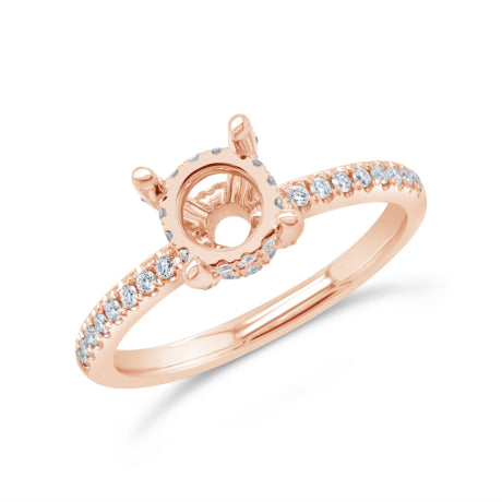 0.36ct 14k Rose Gold Diamond Semi-mount Ring for 1.25ct Center