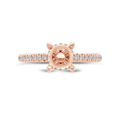 0.36ct 14k Rose Gold Diamond Semi-mount Ring for 1.25ct Center