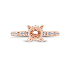 0.36ct 14k Rose Gold Diamond Semi-mount Ring for 1.25ct Center