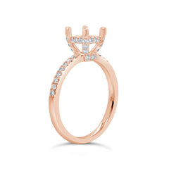 0.36ct 14k Rose Gold Diamond Semi-mount Ring for 1.25ct Center