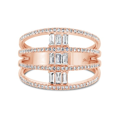 0.52ct 14k Rose Gold Diamond Baguette Lady's Ring