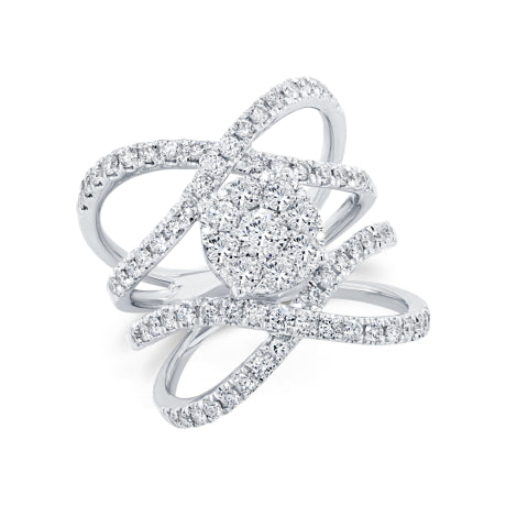 1.46ct 14k White Gold Diamond Cluster Lady's Ring