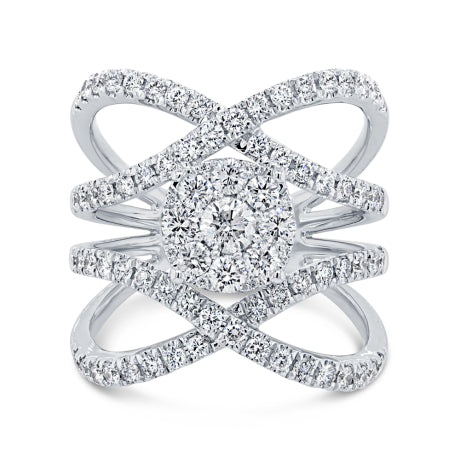 1.46ct 14k White Gold Diamond Cluster Lady's Ring