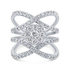 1.46ct 14k White Gold Diamond Cluster Lady's Ring