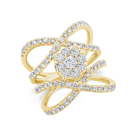 1.46ct 14k Yellow Gold Diamond Cluster Lady's Ring