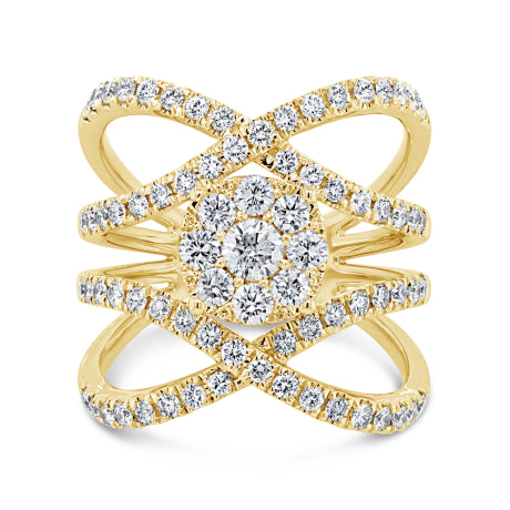 1.46ct 14k Yellow Gold Diamond Cluster Lady's Ring