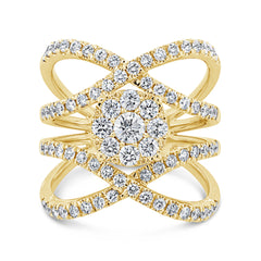 1.46ct 14k Yellow Gold Diamond Cluster Lady's Ring