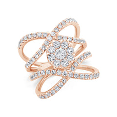 1.46ct 14k Rose Gold Diamond Cluster Lady's Ring