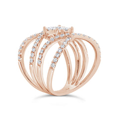 1.46ct 14k Rose Gold Diamond Cluster Lady's Ring