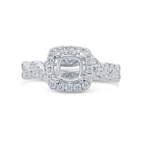 0.50ct 14k White Gold Diamond Semi-mount Ring For 5x5mm Center