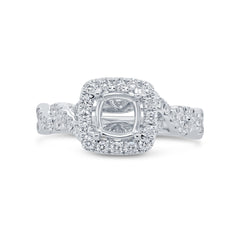 0.50ct 14k White Gold Diamond Semi-mount Ring For 5x5mm Center