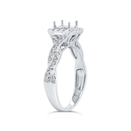 0.50ct 14k White Gold Diamond Semi-mount Ring For 5x5mm Center