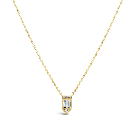 0.22ct 14k Yellow Gold Diamond Baguette Necklace