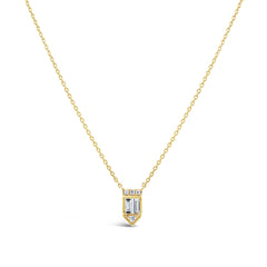 0.22ct 14k Yellow Gold Diamond Baguette Necklace